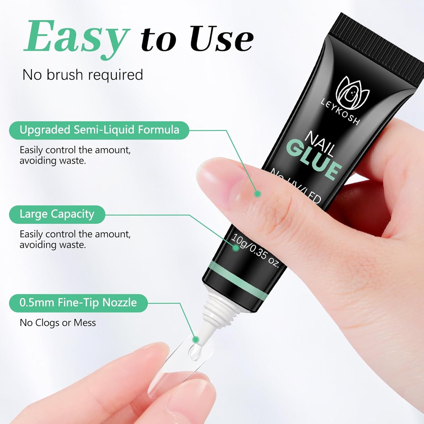 Nail Glue & Nail Glue Remover for Press On Nails, 10g Semi Sold Glue No Curing Needed, 10ml Gentle Quick Remove Not for Gel Polish Base Coat, Upgraded Long Lasting 28+ Days Fake Acrylic Tips