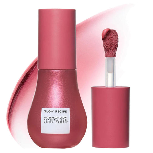 Glow Recipe Niacinamide Dewy Flush Tinted Liquid Blush Serum - Glowy Blush for Cheeks to Smooth, Hydrate & Brighten - Liquid Korean Makeup with Buildable, Warm Berry Plum Tint - Berry Flush (0.4 oz)