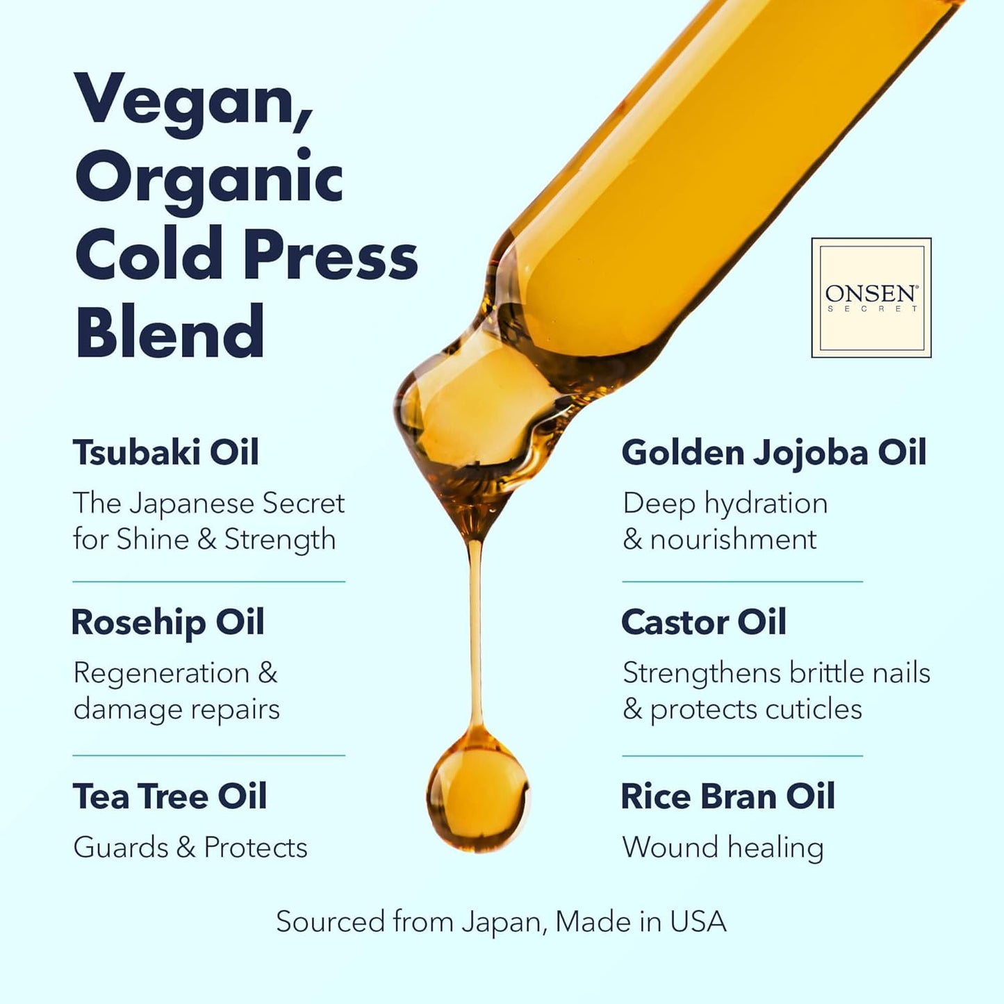 Onsen Secret Nail & Cuticle Repair Oil (2x30ml) - Dry Oil Formula - Japanese Tsubaki, Tea Tree & Jojoba - Strengthens Nails, Repairs Cuticles, Hydrates Skin & Hair - Natural & Vegan