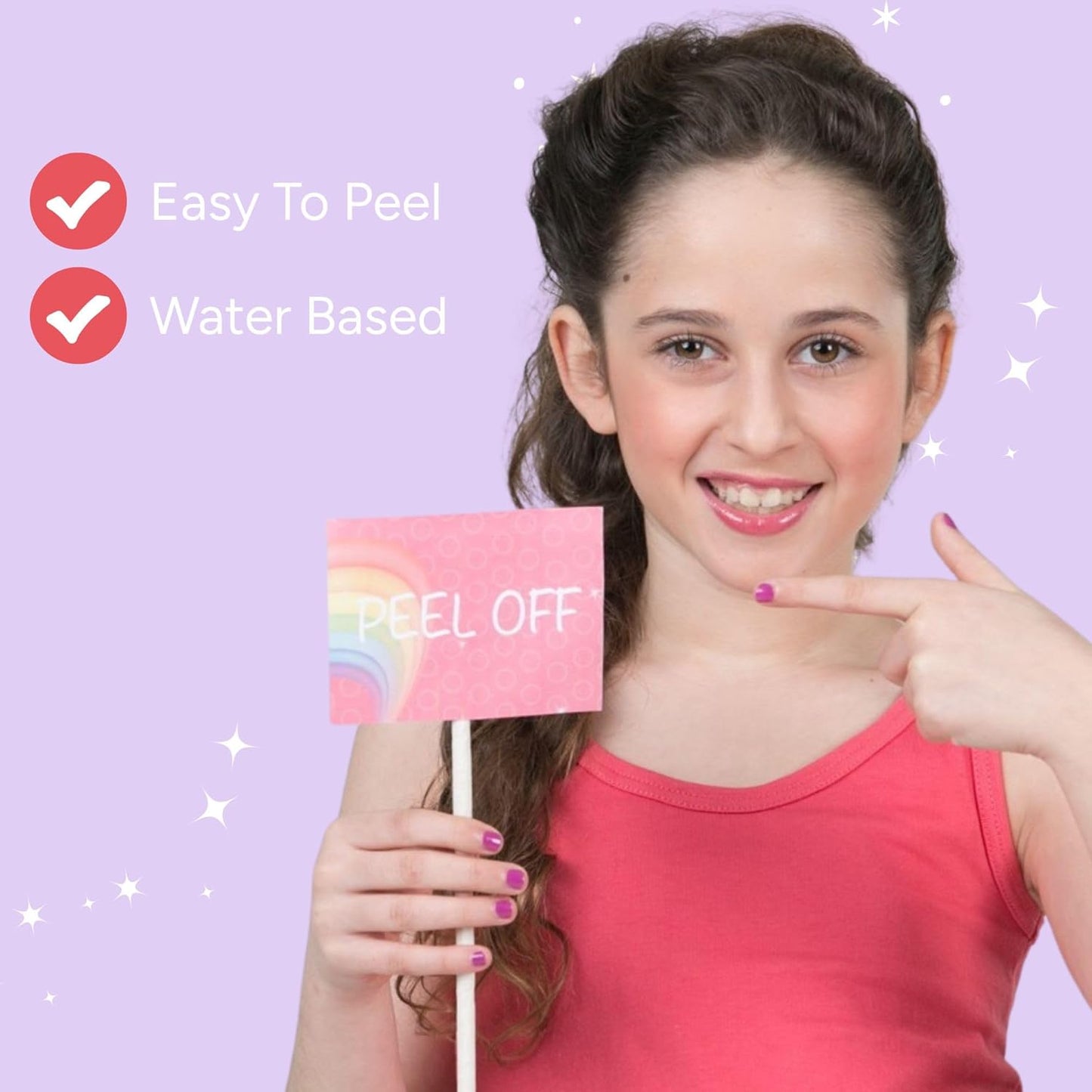 MISS NELLA PURPLE UNICORN- Peel Off, Odour Free, Water Base & Safe for kids nail polish pack OF 3- Sweet Lavender (glitter), Butterfly Wings (glitter) & Little Poppet