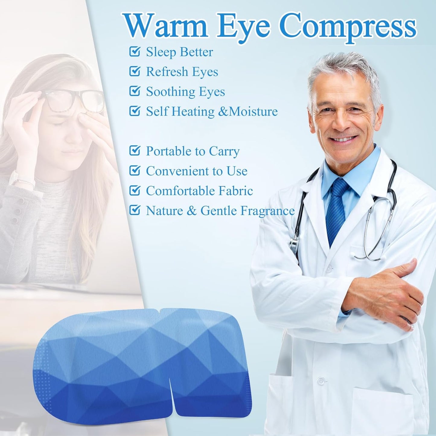 32 Packs Steam Eye Mask, Heated Eye Mask for Sleeping, Warm Compress for Eyes, Self Heating Disposal Eye Mask Comfortable Sleep Mask for Home, Office, Spa, Travel Essentials (Unscented)