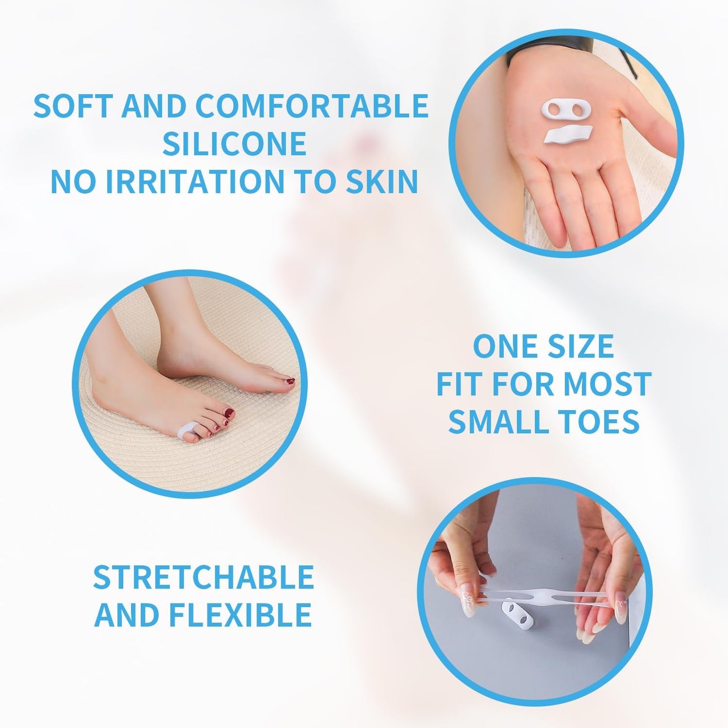 Two Hole Gel Small Toe Separator, 12 Pcs Little Toe Spacer for Overlapping Toe, Calluses, Blister, Relieve Foot Pain, Pinky Toe Corrector for Little Toe Bunion Pain
