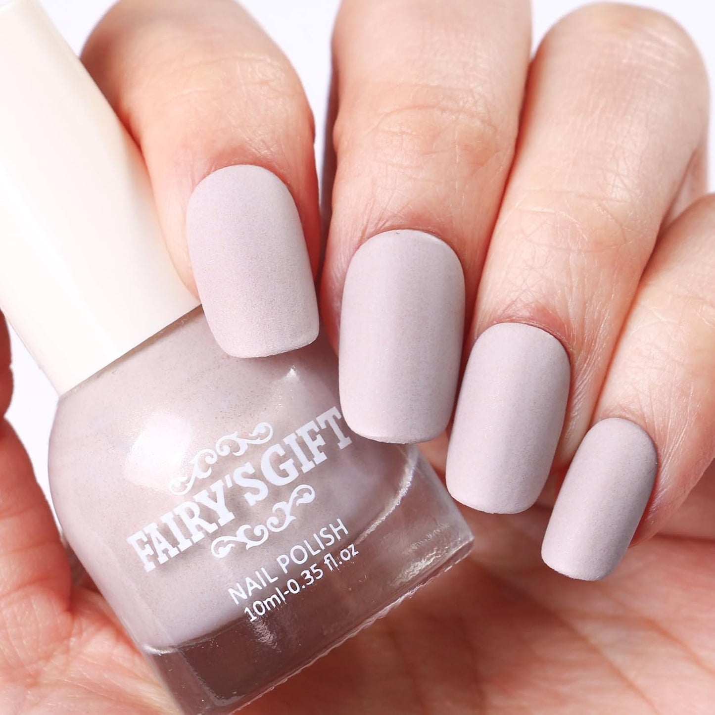 Matte Nail Polish Air Dry Nail Lacquer for Nail Art Varnish, Mist Effect Matte Finish Velvet Nail Polish, 0.35 fl oz (Light Gray-07, 10 ML)