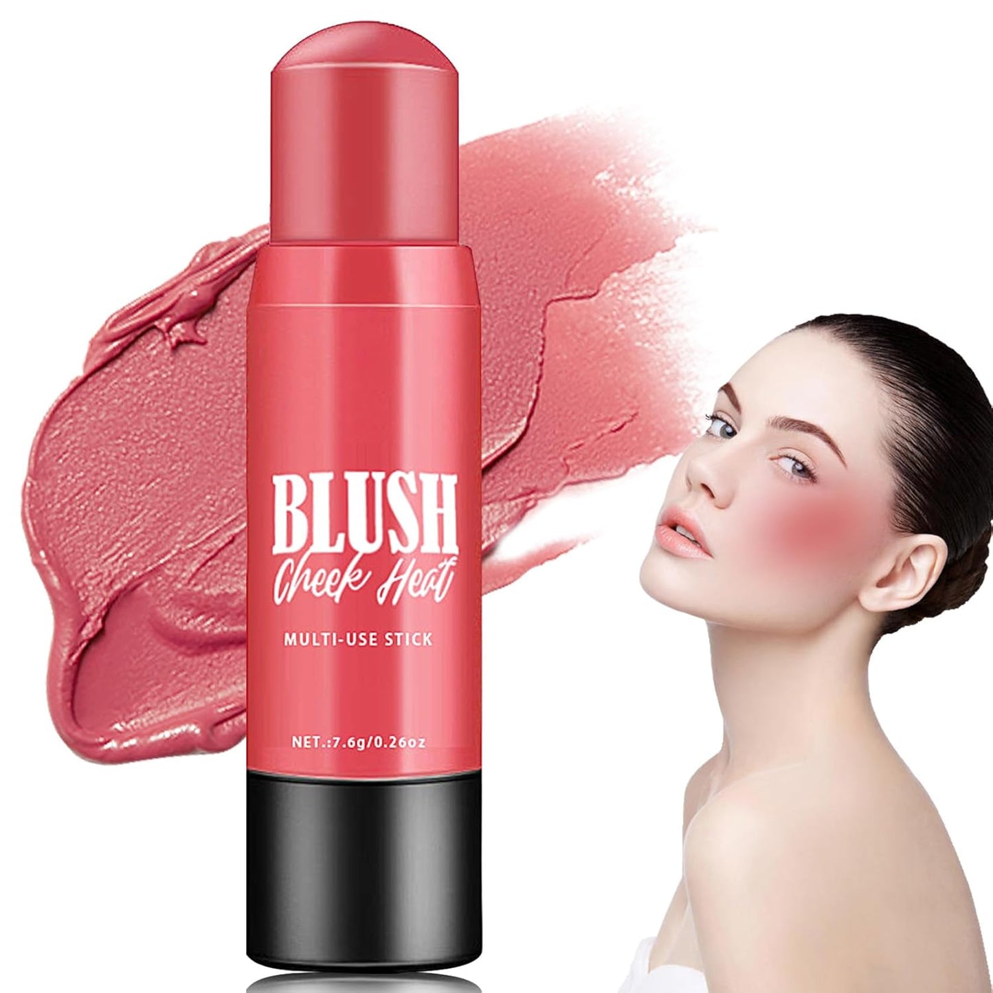 Cream Blush Stick Makeup,Blush Stick for All Skin Tones,Easy to Color,Soft Long Lasting Lightweight Blush Face Makeup Stick,Waterproof Multi Stick for Cheeks & Lip & Eyes（#104）