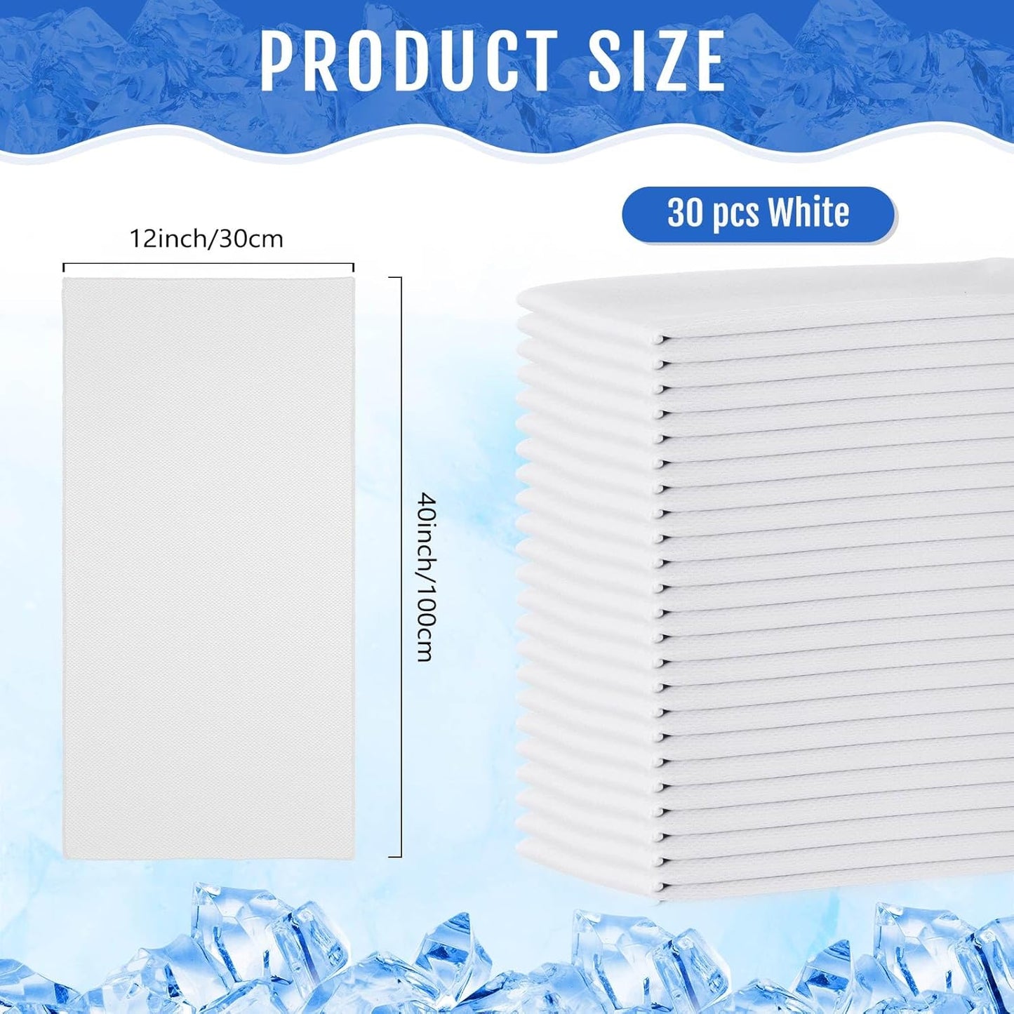 Hosuly 30 Pack Cooling Towels, 40"x12" Ice Breathable Soft Chilly Sweat Rag Microfiber Workout Rags for Gym Cooling Towels for Neck and Face for Yoga Golf Sport Running