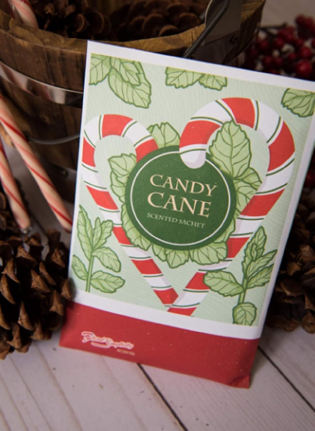 Floral Simplicity Candy Cane Scented Sachets Pack of 3, Fall & Winter - Long-Lasting Scented Bags, Home Fragrance, Air Freshener & Deodorizer for Closet, Room, Drawer, or Cars, Made in USA