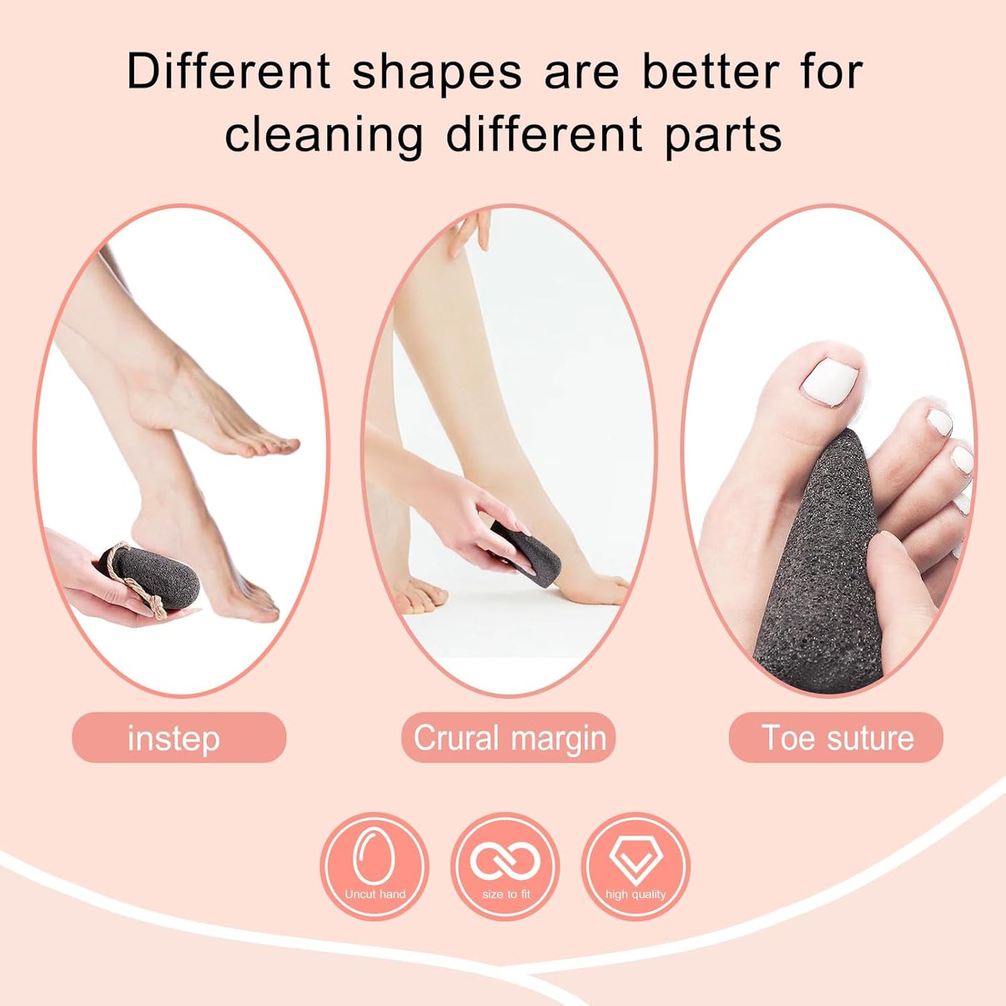 Natural Volcanic Pumice Stone for Feet Pumice Cleaning Stone for Sole of The Foot,Edges of The Foot,Toe Seams Deep Clean,Foot Scrubber for Dead Skin Remover 3 Shapes