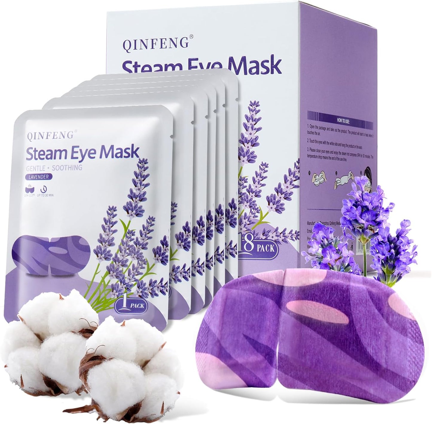 18 Packs Lavender Steam Eye Masks for Dry Eyes Spa Warm Eye Mask Self Heating Eye Mask Reduce Puffiness Dark Circles Travel Essentials Eye Masks for Sleep Disposable-Lavender