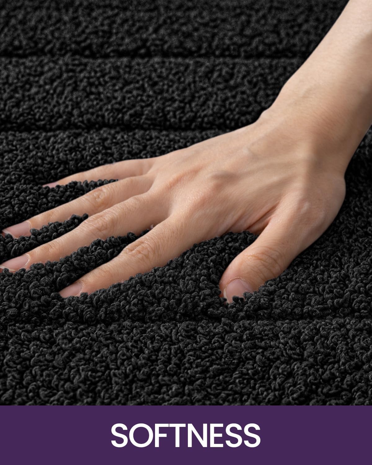 DEXI Bathroom Rug 43x24, Non Slip Washable Bath Mat for Shower Floor, Extra Large Absorbent Soft Bathmat with Rubber Backing, Quick Dry Microfiber Carpet, Black