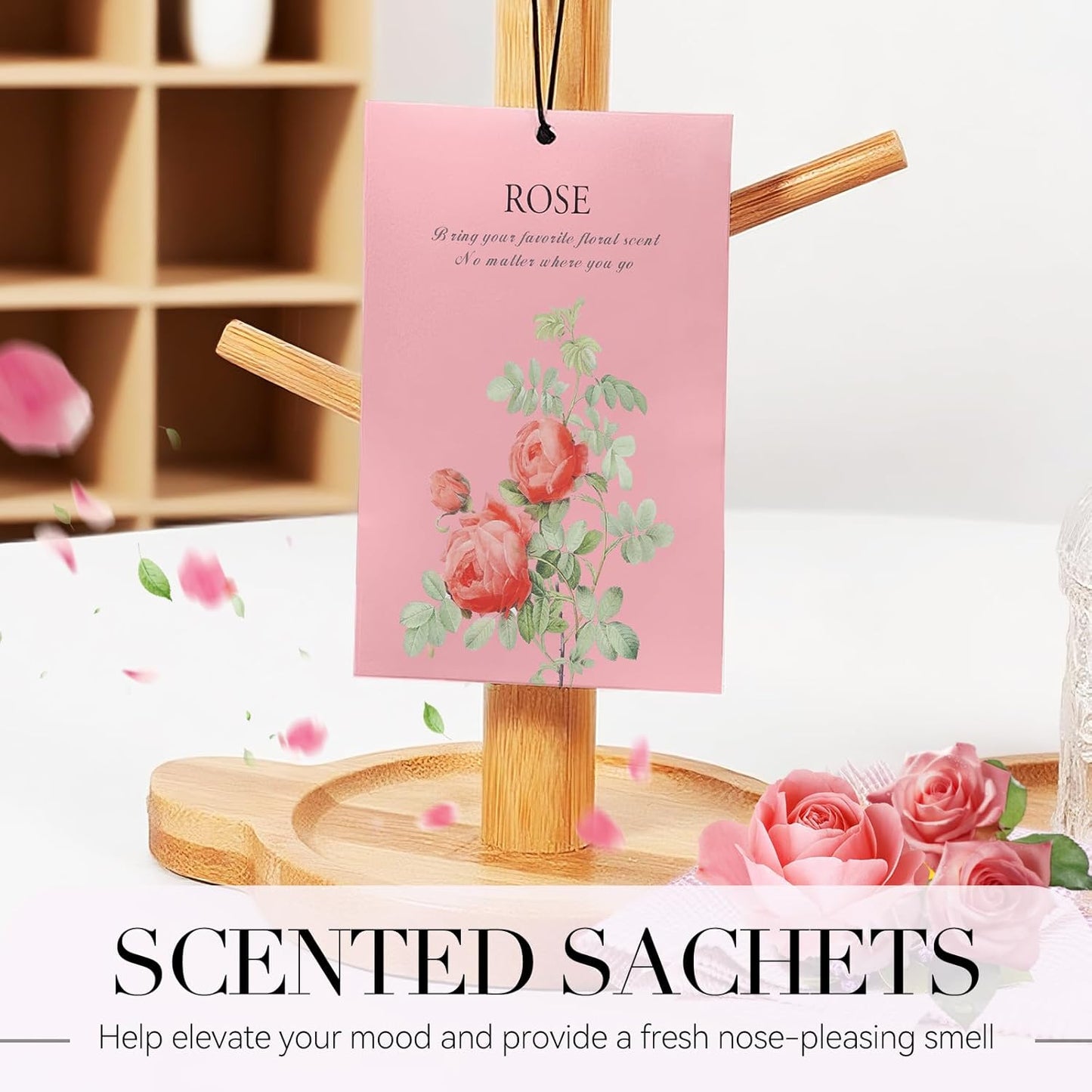 Rose Scented Sachet Bags - 12 Pack Closet Freshener Odor Eliminator, Long Lasting Home Fragrance for Drawers, Wardrobes & Cars, House Smell Good Products, Air Freshener for Closet