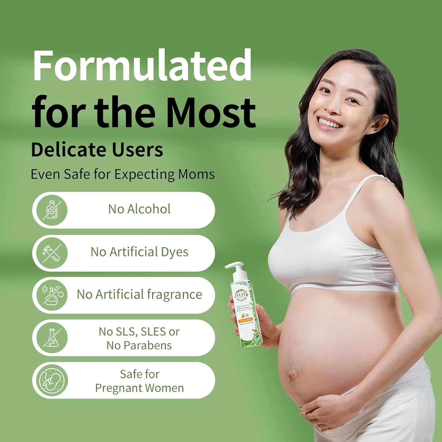 HH Herb & Health Feminine Wash for Women, pH3.6 Lactobacillus Cleanser with Botanical Extracts, Hydrating & Cooling Intimate Care for Odor, Dryness and Itch, Woody Scent