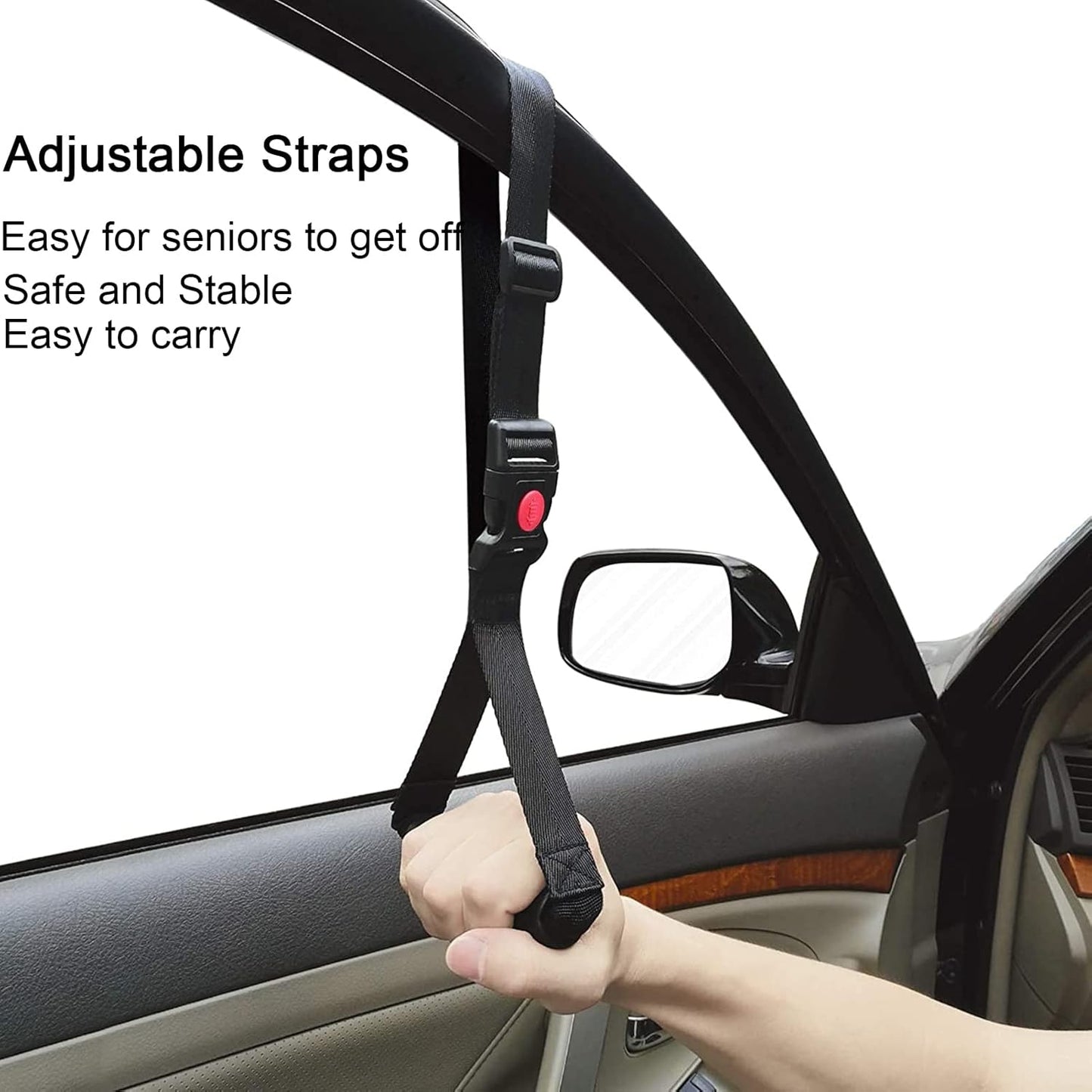 5 in 1 Vehicle Support Handles Elderly Portable Automotive Door Assist Handles Multifunction Car Handle for Elderly and Handicapped (Red-with Nylon Handle)