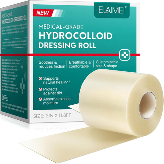 Hydrocolloid Roll for Skin Care,Cuttable Hydrocolloid Patch Bandages(2in*11.8ft),Hydrocolloid Roll with Self-Adhesive, Ultra Absorbent, Flexible & Waterproof