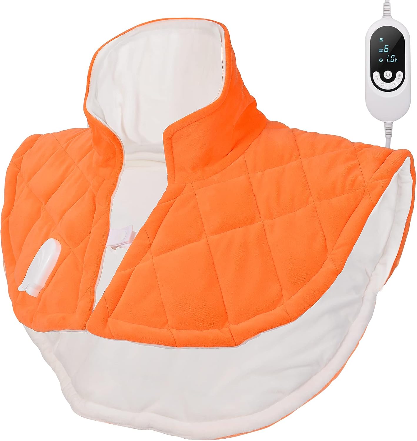 Heating Pad for Neck and Shoulders and Back, Far Infrared Heated Pad for Pain Relief, Weighted Electric Heating Pads with Auto-Off (Orange, M)