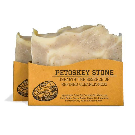 Compass Soap Petoskey Stone | Natural Bar Soap for Men | Soap Bars with Minimalist & Gentle Lather | Best Mens Bar Soap | Natural, Paraben & Phthalate Free Bath Soap for Men | 5 oz. Pack of 2