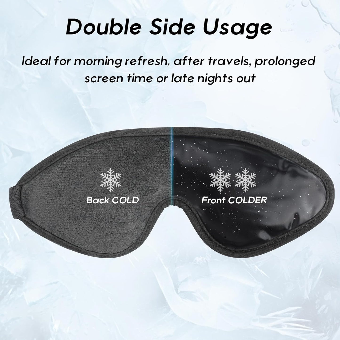 Cooling Eye Mask, Gel Eye Mask Cold Eye Ice Pack, Reusable Ice Mask, Cool Relaxation, No Freeze, Comfort Snug Fit, Cold Eye Compress for Home Spa, Office, Morning Refreshment, Black