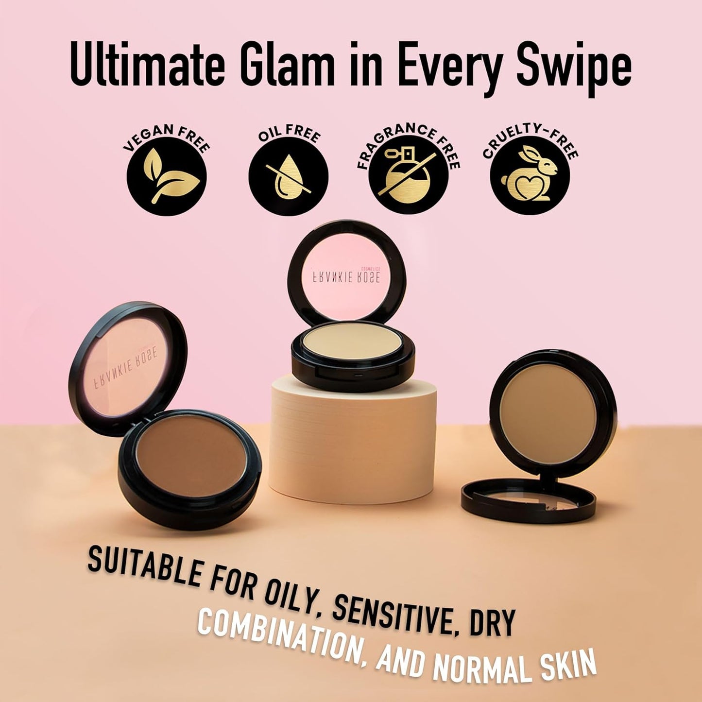 Frankie Rose Cosmetics Powder Foundation – Full Coverage Face Powder For Pores & Imperfections, Evens Out Skin Tone & Shine-Control | 58 Grams (Espresso)