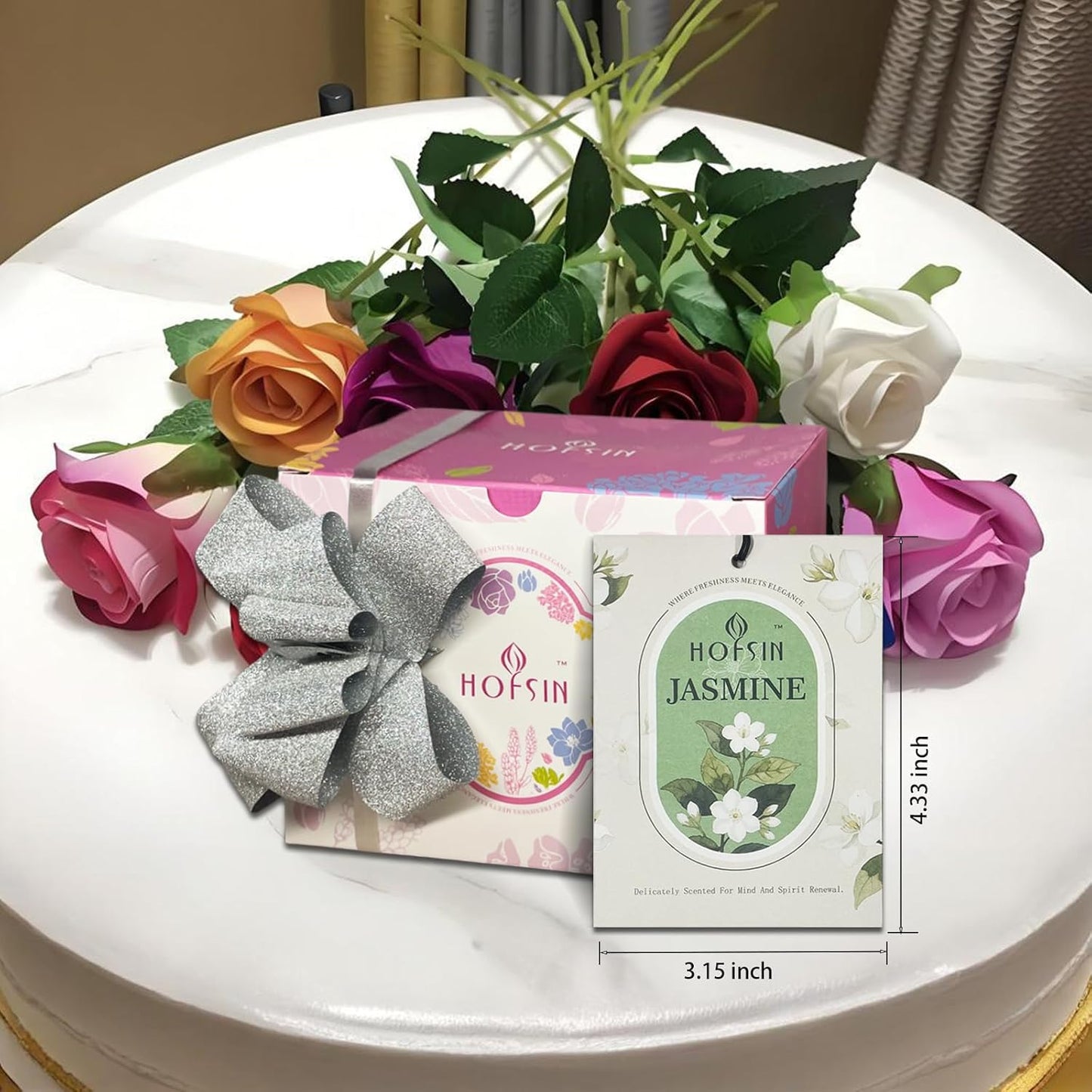 12 Packs Jasmine Scented Sachets for Drawer and Closet, Long-Lasting Air Freshener Sachets Bags Drawer deodorizers Fresh Scents, Home Fragrance for Lover (Jasmine)