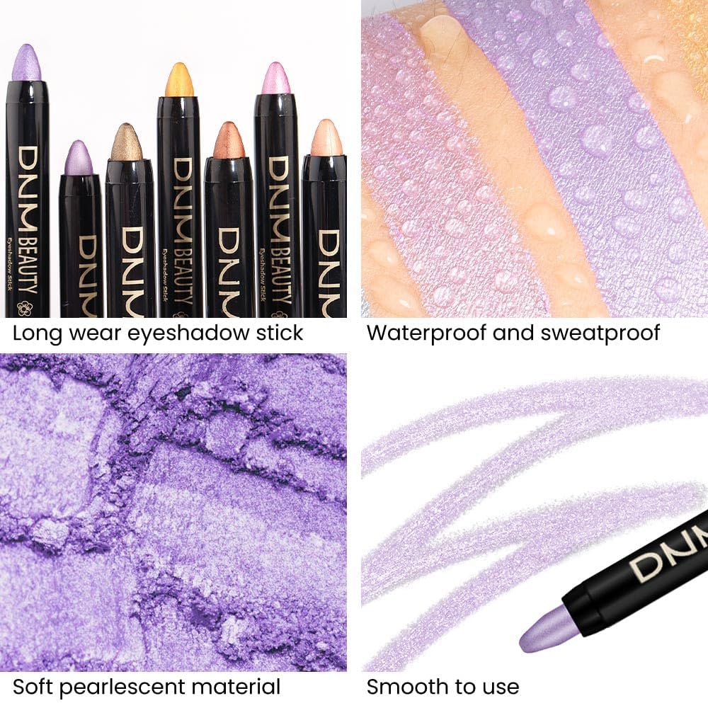 evpct 2Pcs Cream Eyeshadow Sticks Set for Eyes Light Purple & Violet Shimmer Eye Crayon Shadow Brightener Stick Pencil Pen Bulk sombras en crema para ojos 08+09