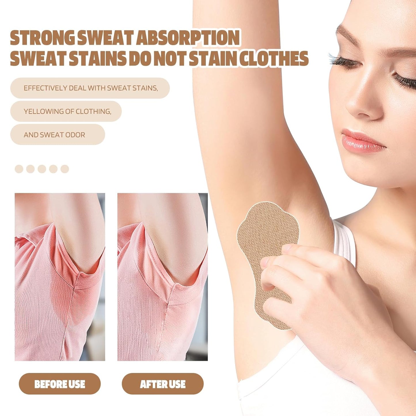 100 Pcs Underarm Sweat pads for Women Men, Disposable Absorbent Armpit Sweat Pads for Under Arms Clothing, Invisible Self-adhesive Arm Pit Anti Sweat Patches (100)