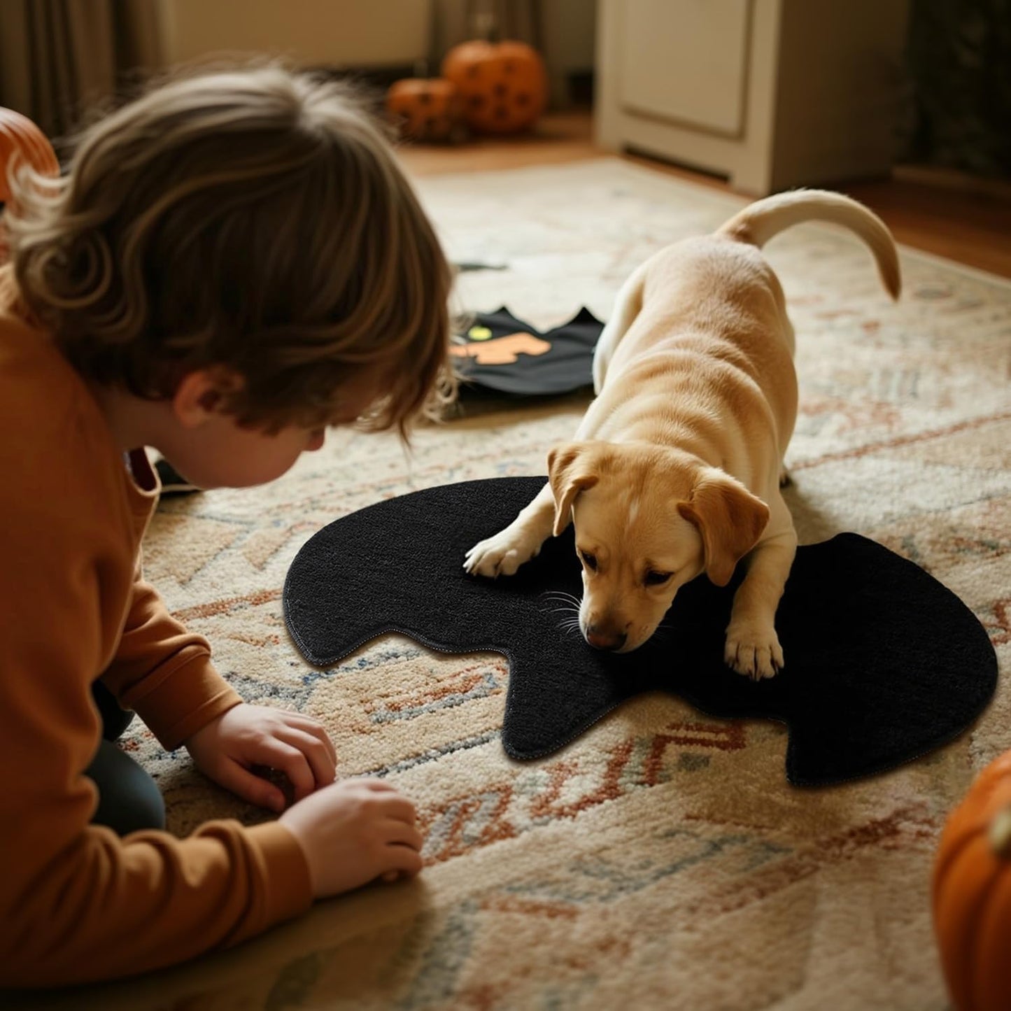 Halloween Bathroom Rug, Bat Bath Mat Super Absorbant Bathroom Rugs Non-Slip Washable Gothic Bat Shaped Floor Mat Halloween Decor, 20''x30'', Black