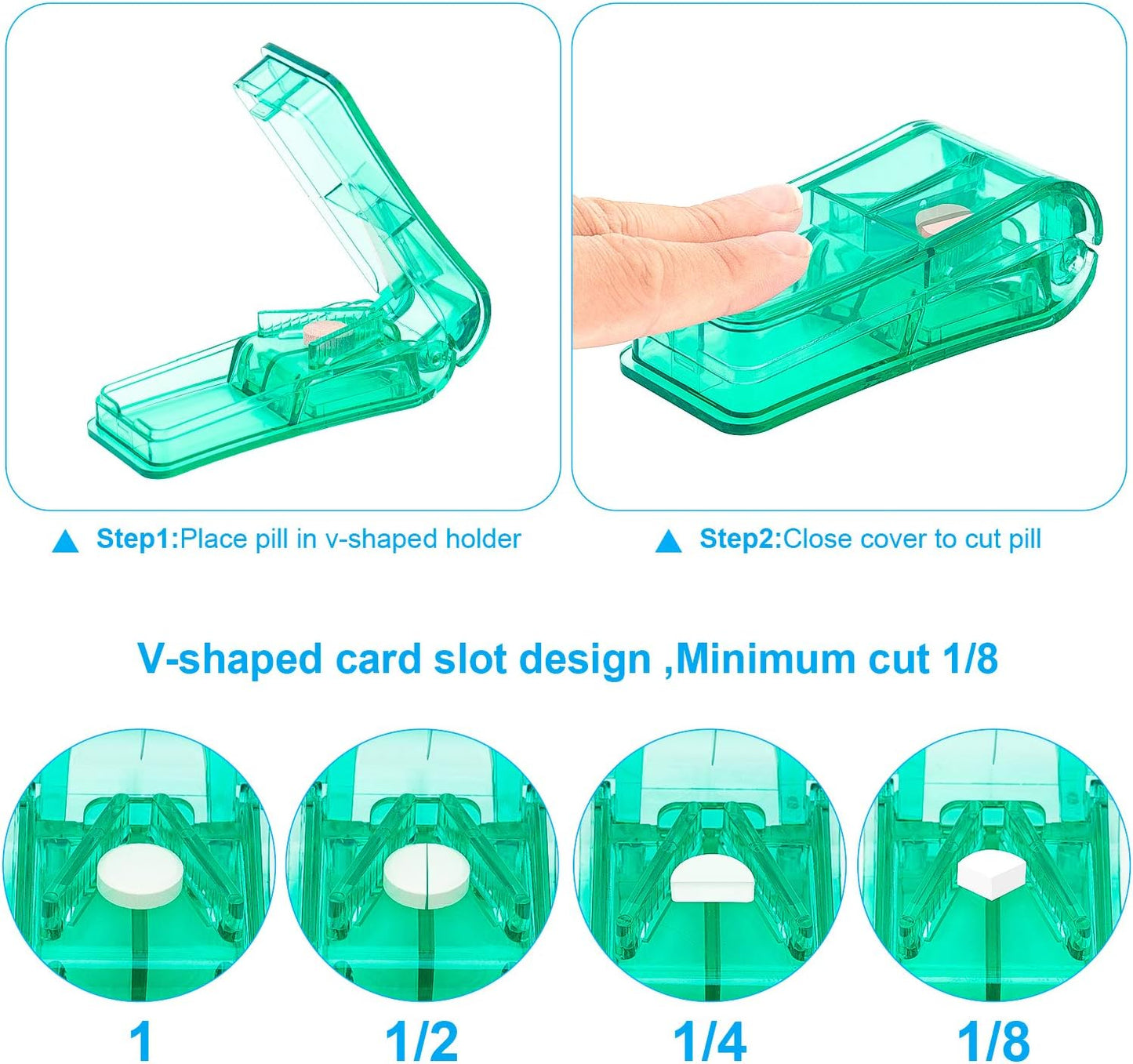 2PCS Pill Cutter, Professional Pill Splitter for Cutting Small Pills or Large Pills in Half