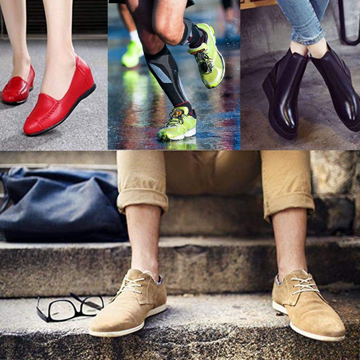 2 Pairs Breathable Insoles, Super-Soft, Sweat-Absorbent, Double-Colored and Double-Layered Shoe Inserts of Foam That Fit in Any Shoes (Blue/Black, 5-6.5 Women/4-5.5 Men)