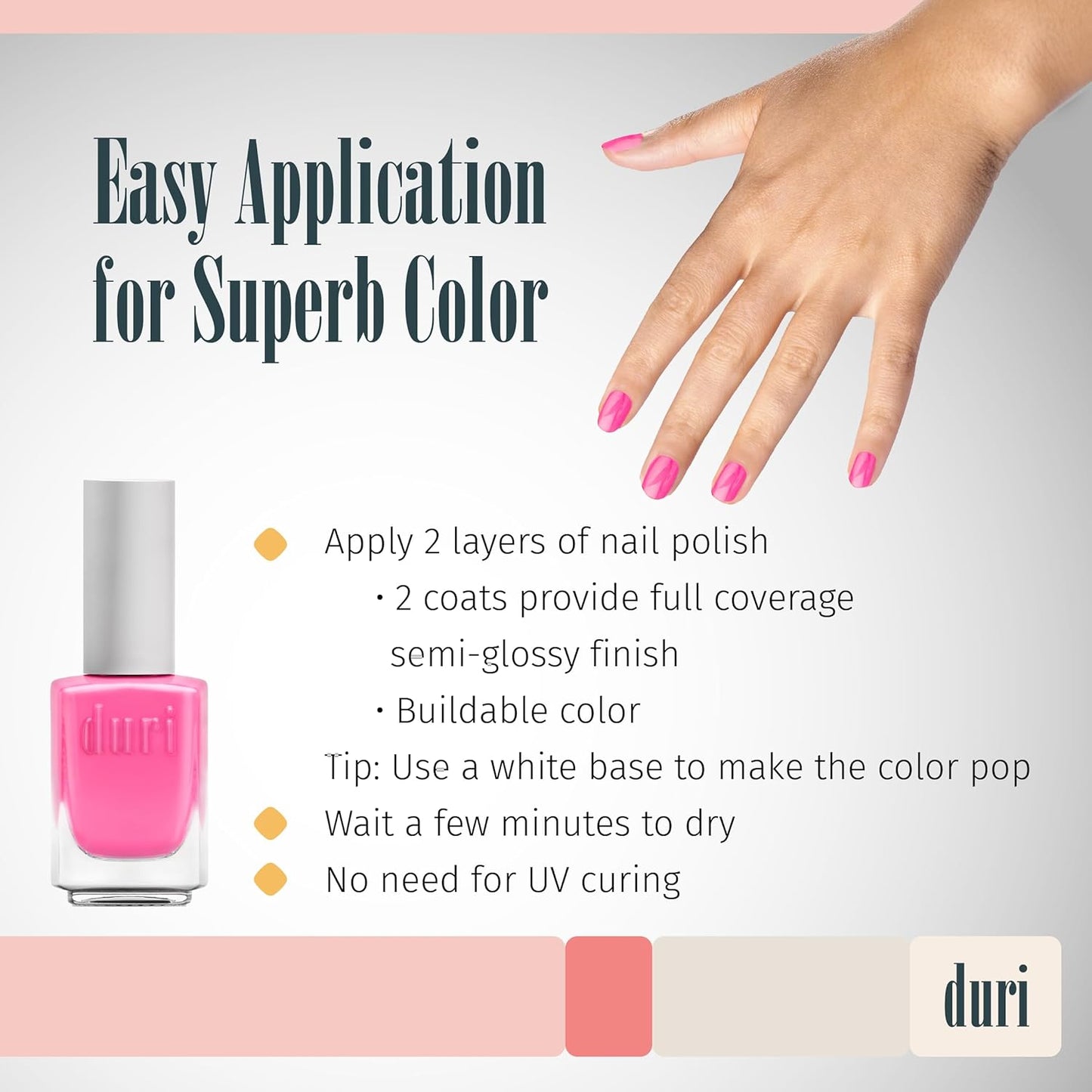 duri 792 Flamingo Frose - Bubble Gum Pink Nail Polish, Semi Matte, Full Coverage, 0.45 Fl Oz