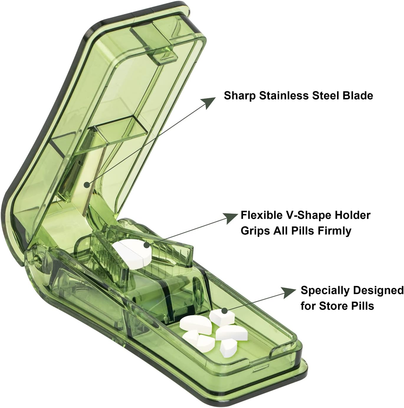2PCS Pill Cutter, Professional Pill Splitter for Cutting Small Pills or Large Pills in Half