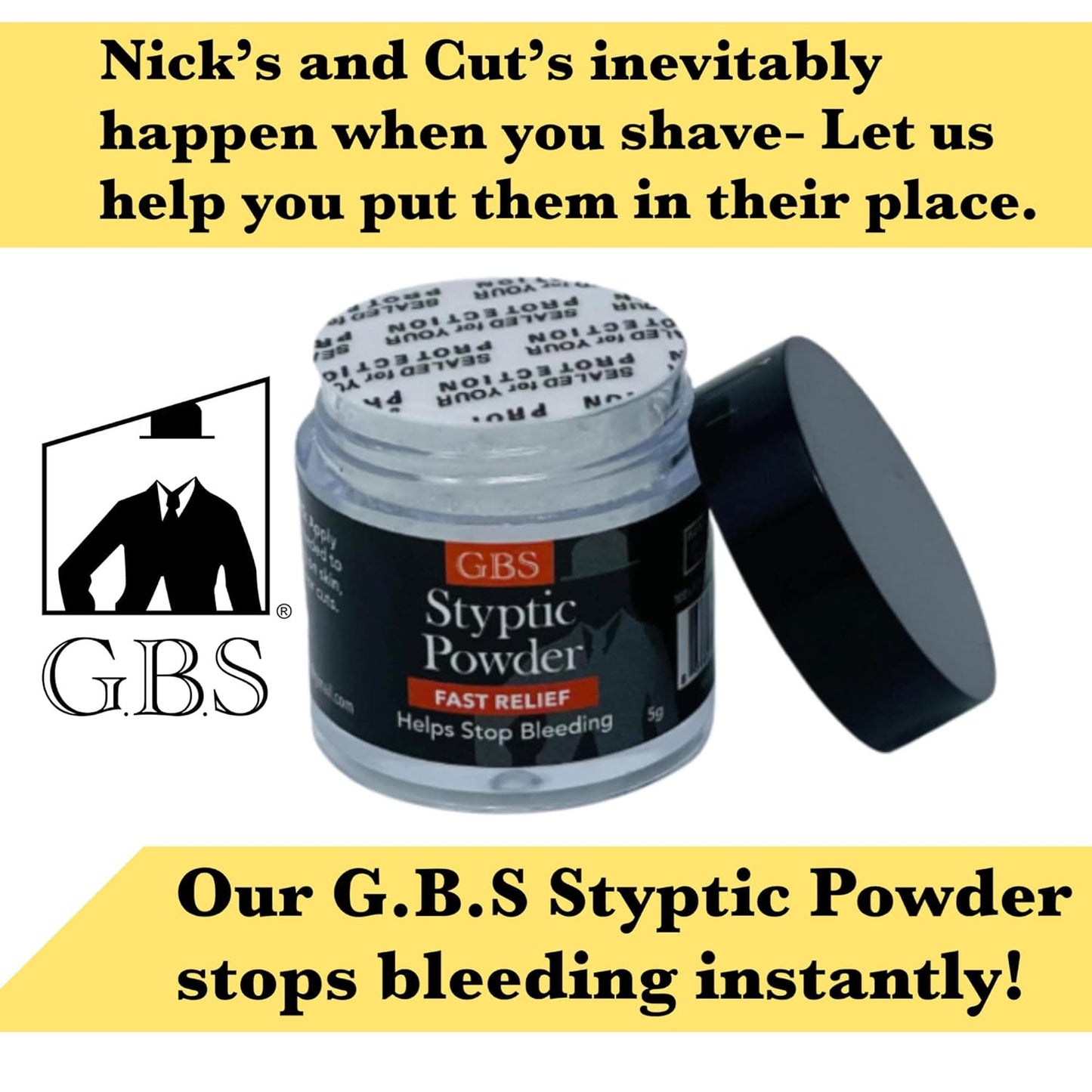 G.B.S Sharp Blades and Styptic Powder Jar, Stops Bleeding from Shaving Nicks and Cuts Soothes Skin and Pore After Shave, Pack of 36