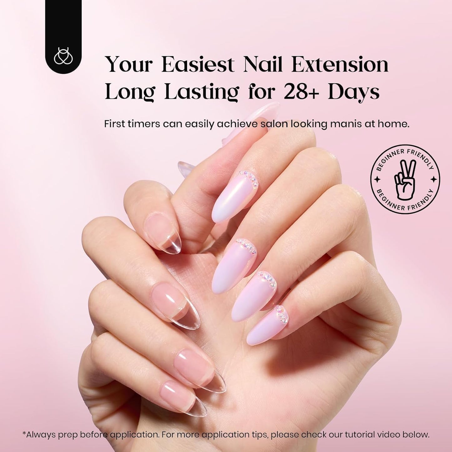 Beetles Gel Nail Kit Clear, Almond Medium, 600pcs 15 Sizes, with Pink Color Gel Top Coat 9 in 1 Glue Mini Nail Lamp, Fall Nails, Full Cover Easy Nail Extension Set for Home DIY Salon Gift for Women