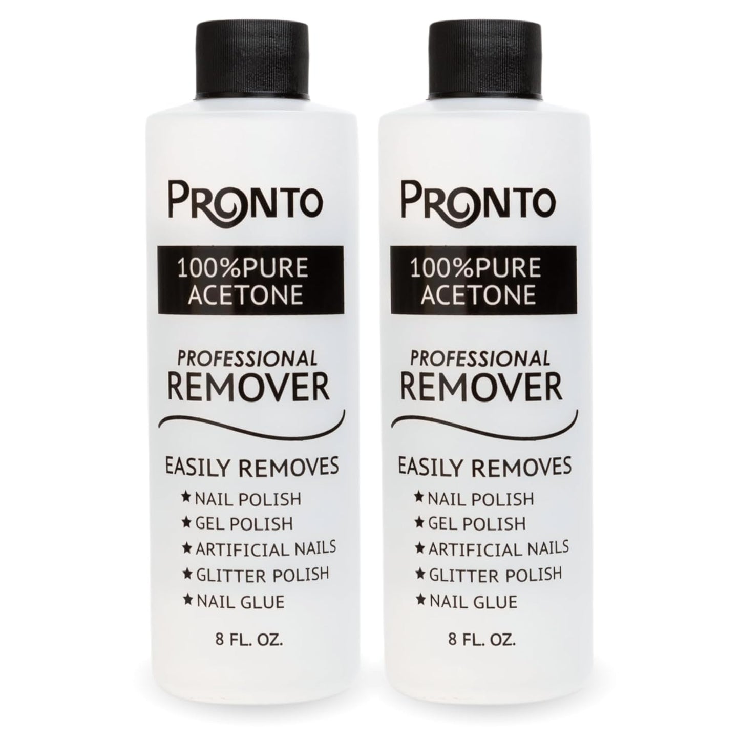 Pronto 100% Acetone Gel Nail Polish Remover - Polish Remover for Nails | Acetone Nail Polish Remover & Acrylic Nail Remover for Removal of Glue & Dip | Acrylic Nail Remover, 8 Fl oz 2 pack
