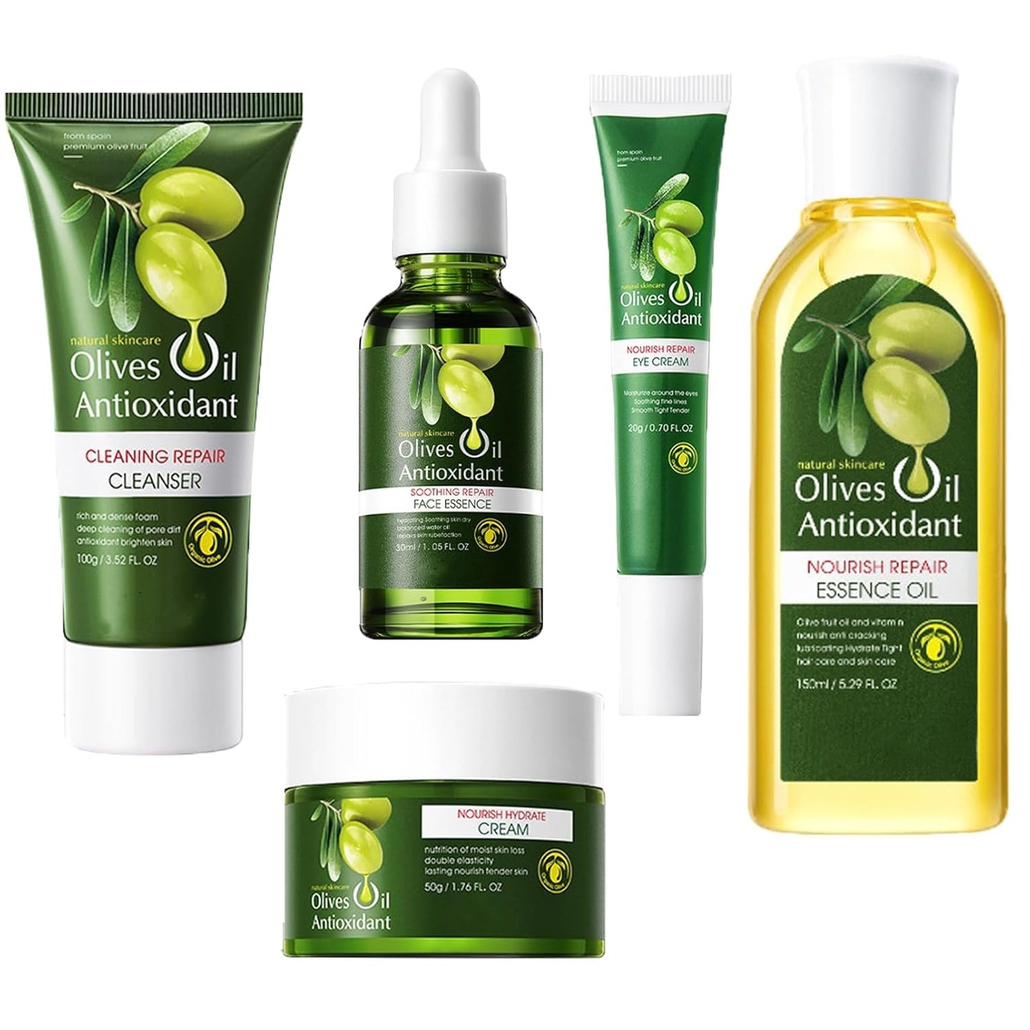 Olive Oil for Skin, 5Pcs Olive Oil Face Skincare Kit, Skin Care Products Set With Olive Oil for Face and Body, Skin Care Routine Kit for Women, Olive Oil Moisturizer, Skin Care for Dry Skin