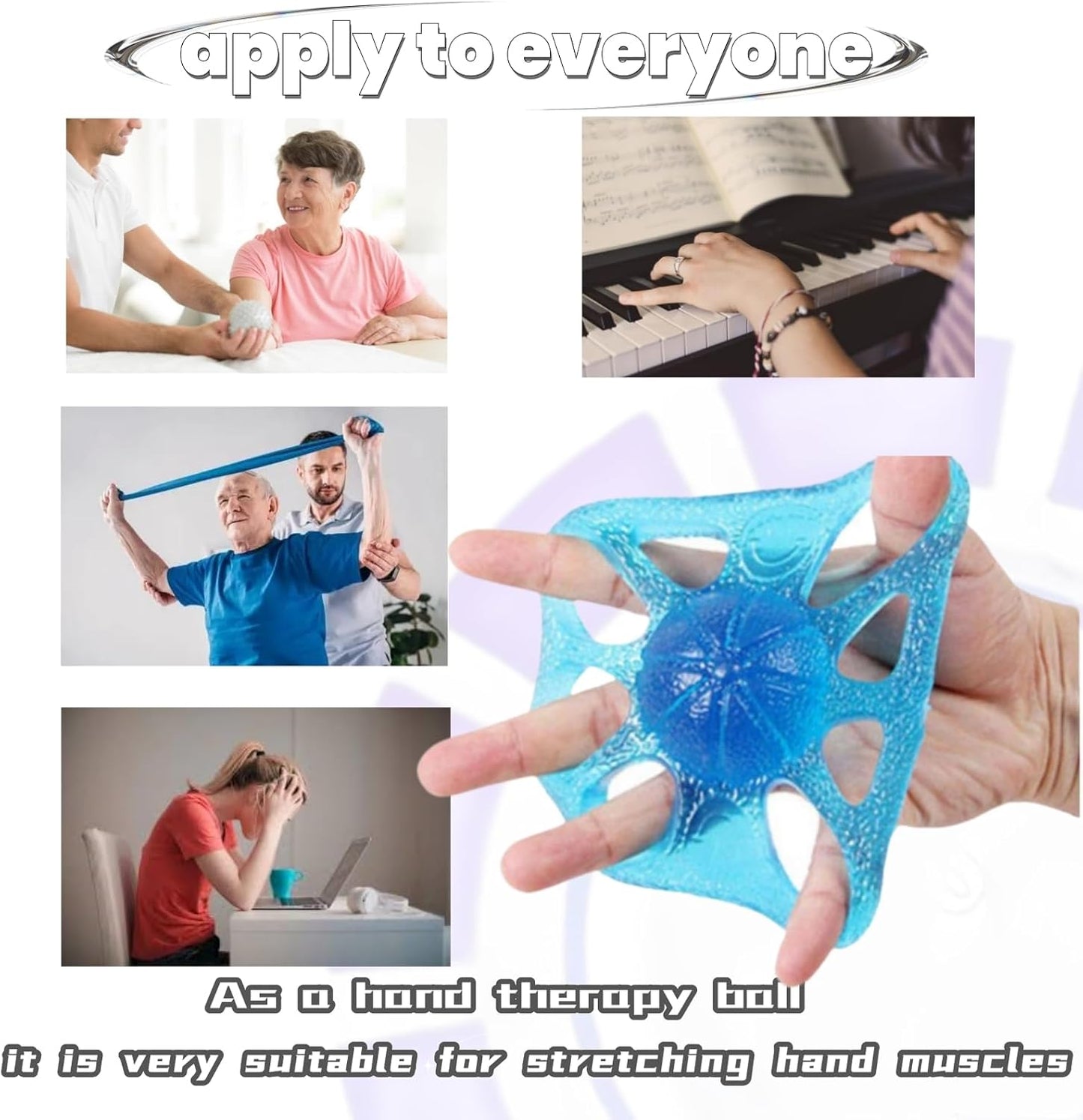 DEEYOTA Finger Exerciser and Hand Strengthener Rehab,Exercise Squeeze Ball for Hands,Grip Exerciser Hand Strengthener(2 Pcs)