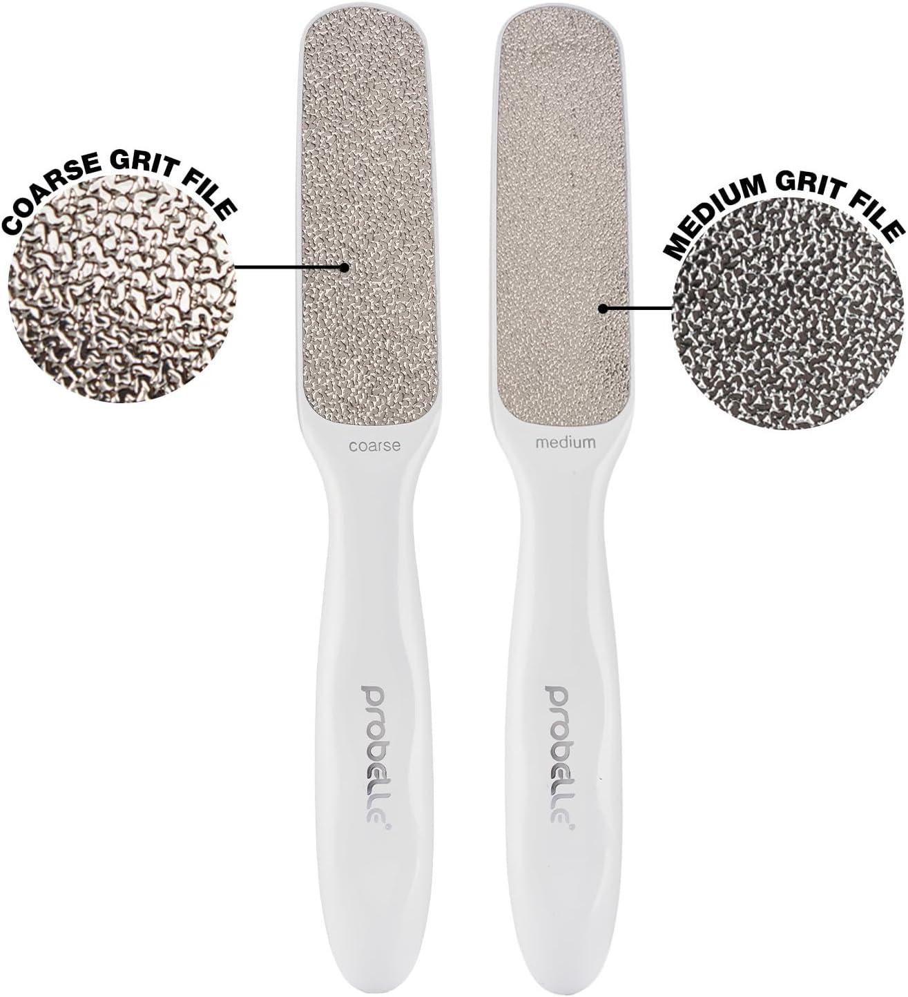 Probelle Double Sided Multidirectional Nickel Foot File Callus Remover - Immediately Reduces calluses and Corns to Powder for Instant Results, Safe Tool (White)