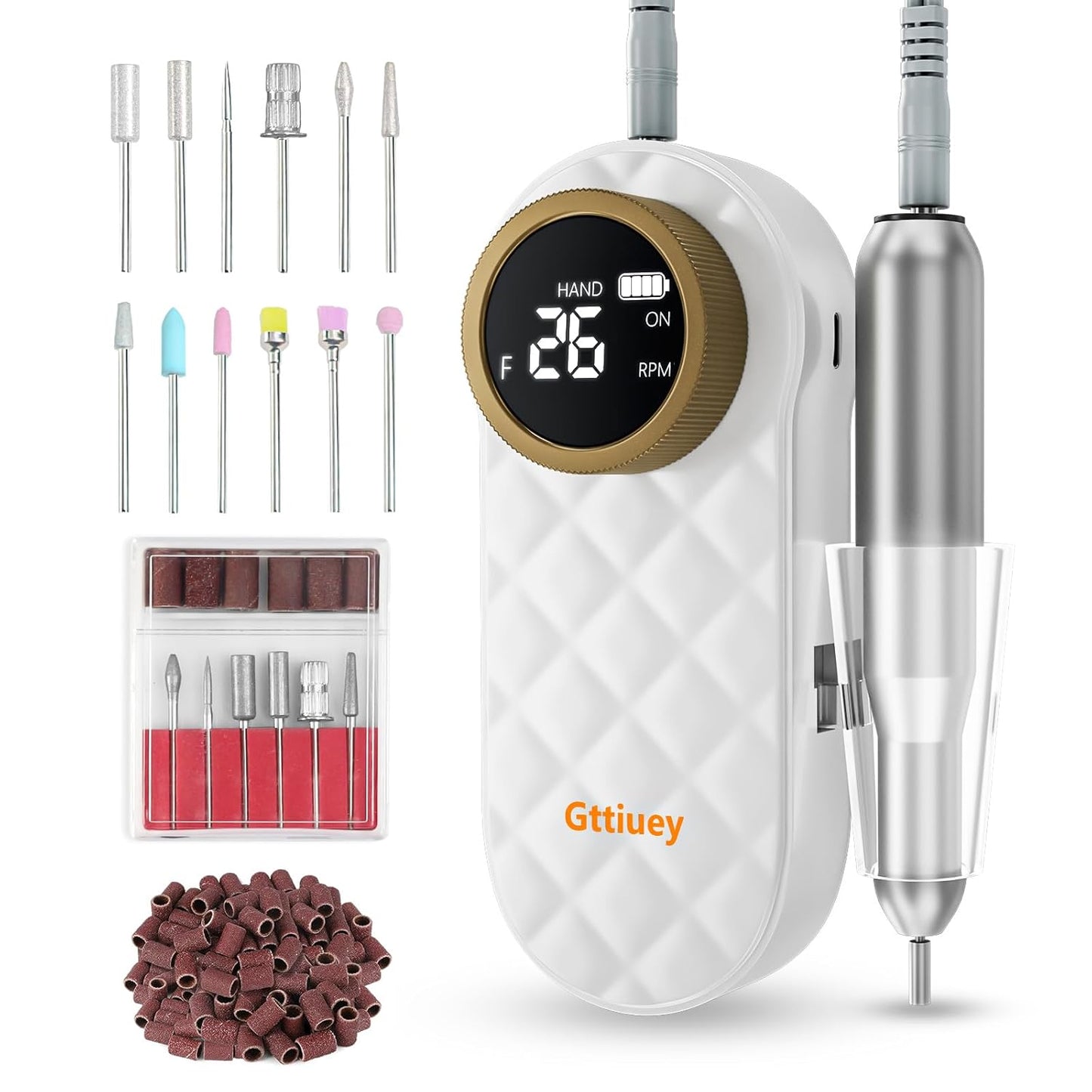 Electric Nail Drill, 35000RPM Nail Drill, Professional Rechargeable Nail File for Acrylic Nails Gel Polishing Removing,Efile Nail Kit for Manicure Salon Home