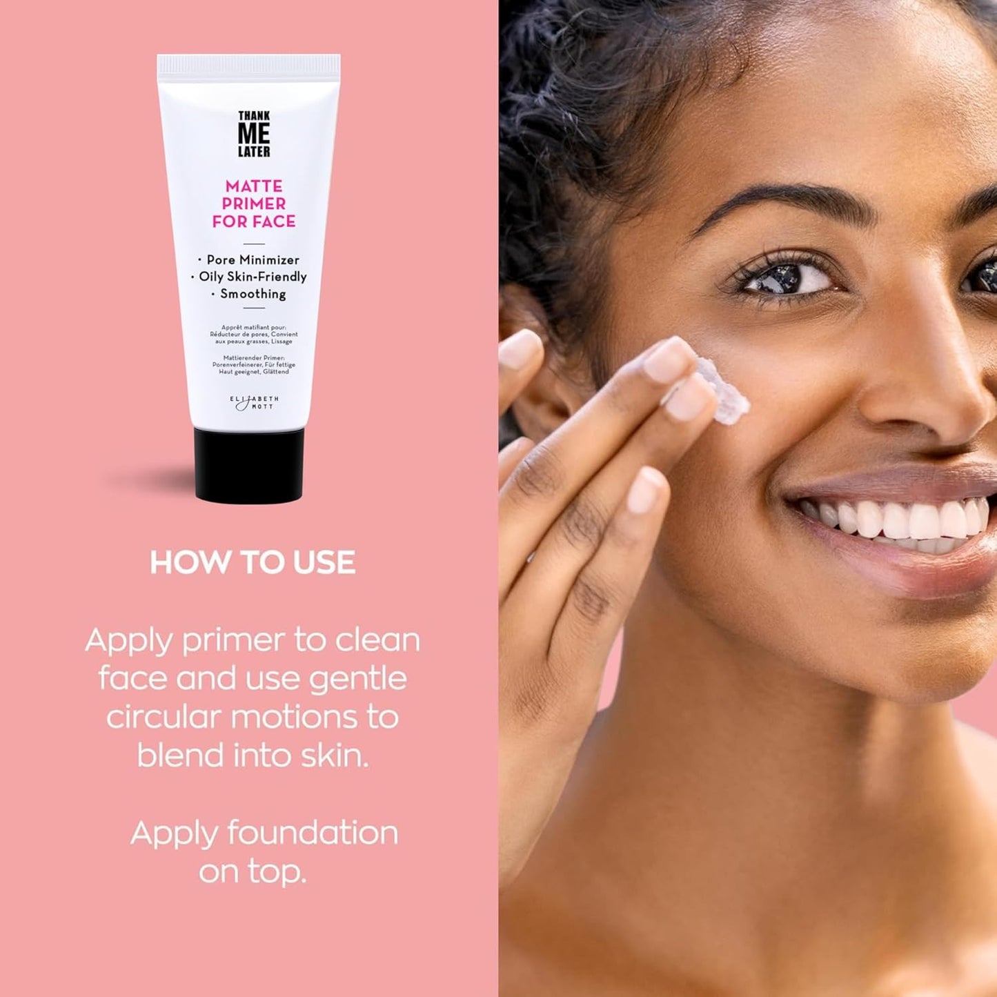 Elizabeth Mott Thank Me Later Face Primer - Mattifying Makeup Base Primer for Shine and Oil Control - Pore Minimizer, Smooths Wrinkles and Fine Lines – Long-Lasting Makeup Gripping Formula, 30g