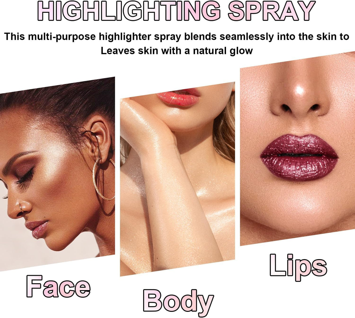 Hair and Body Glitter Spray, Holographic Glitter Highlighter Powder, Face Body Clothes Shiny Glitter, Loose Shimmer Hairspray Festival Rave Prom Accessories (Silver)