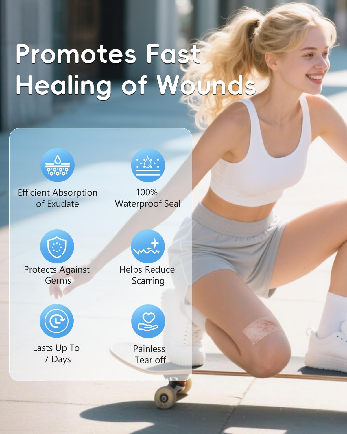 Hydrocolloid Roll for Wound Care, 2in x 16ft Large Hydrocolloid Bandages Patch with Self-Adhesive, Fast Healing, for Acne, Pimple, Burn, Blister, Cuts, Sterile and Waterproof Wound Dressing