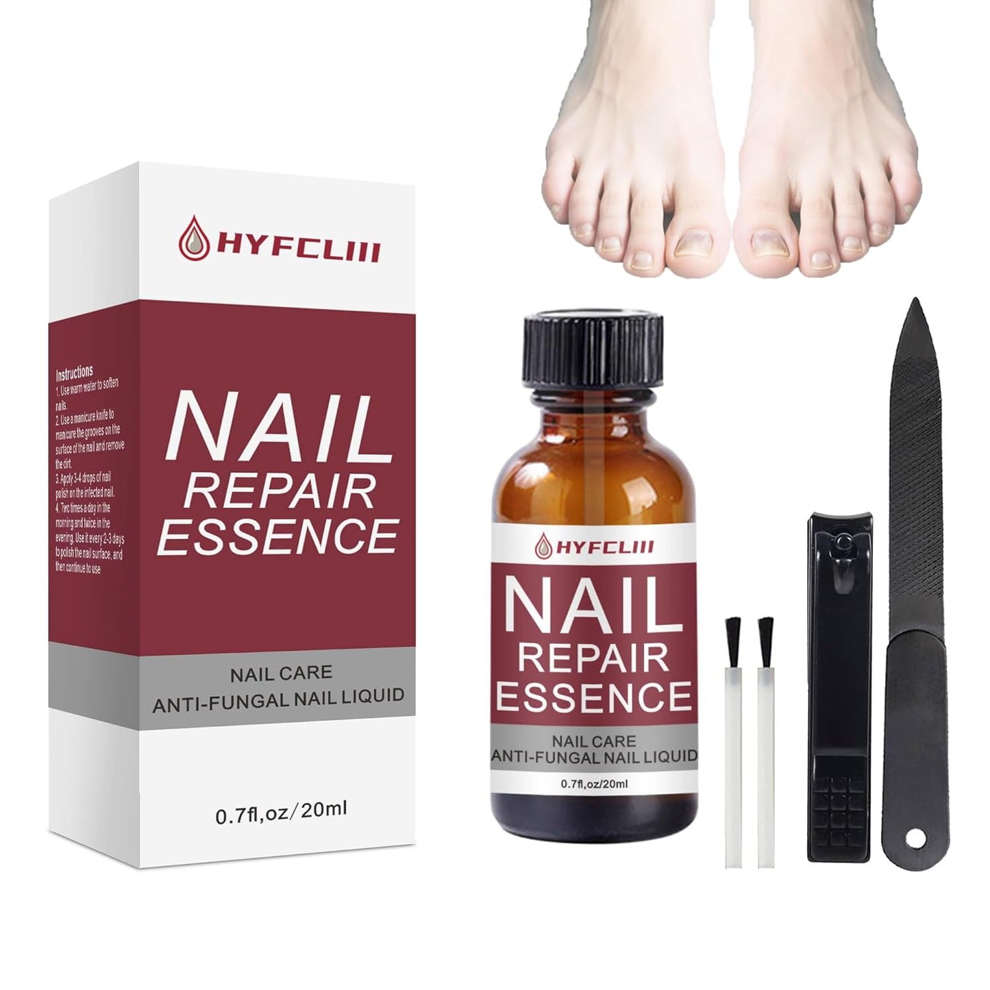 Nail Repair Essence Serum Nail Treatment Multi-Purpose Nail Repair Liquid Solution for Damaged Nails repair for Discolored Nails Ingrown Treatment Extra Strength Nail Care 0.7 Fl Oz