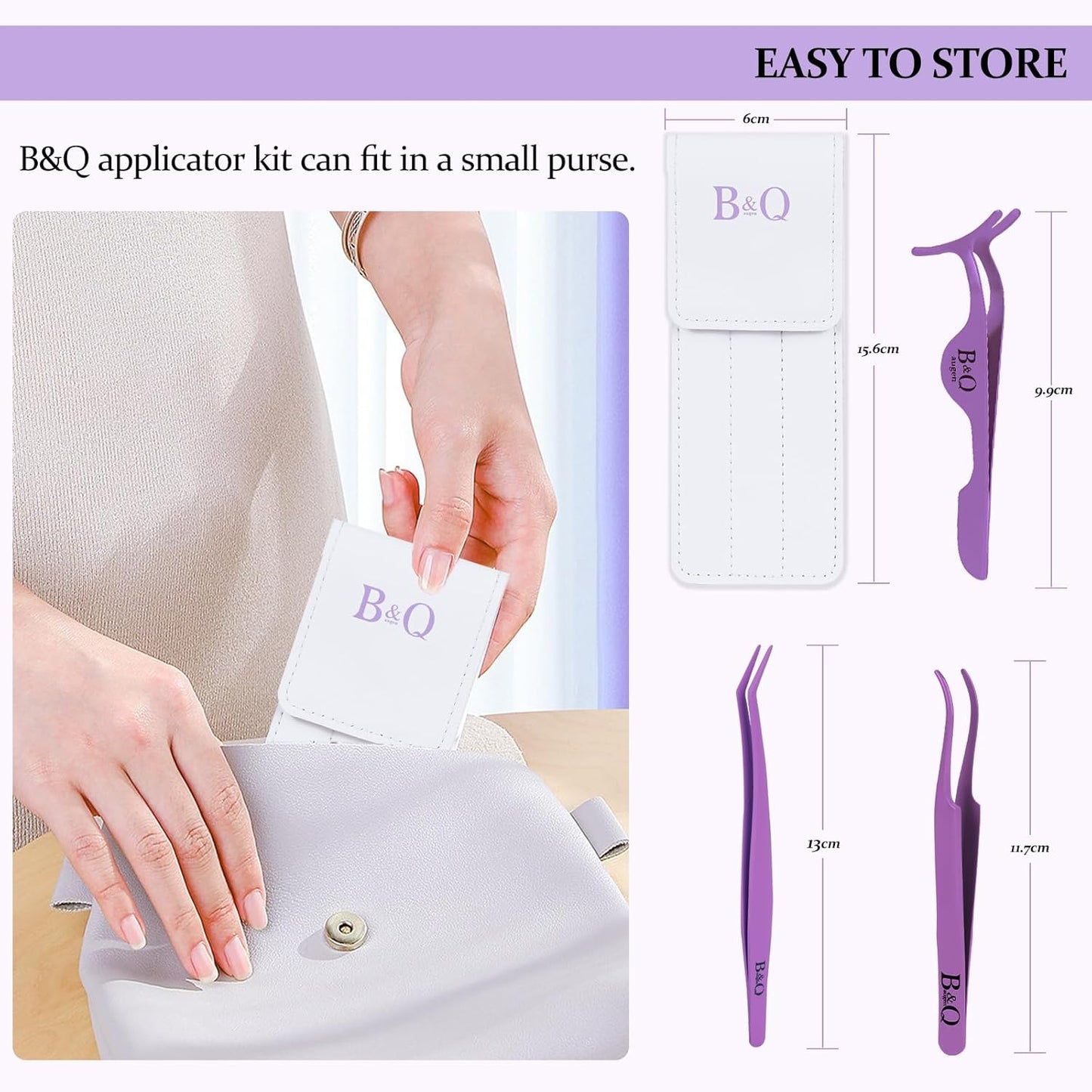 Eyelash Applicator Tool 3 PCS Lash Applicator Tool Kit Lash Tweezers for Eyelash Extensions Application Tool and Removal （Purple,3 PCS）