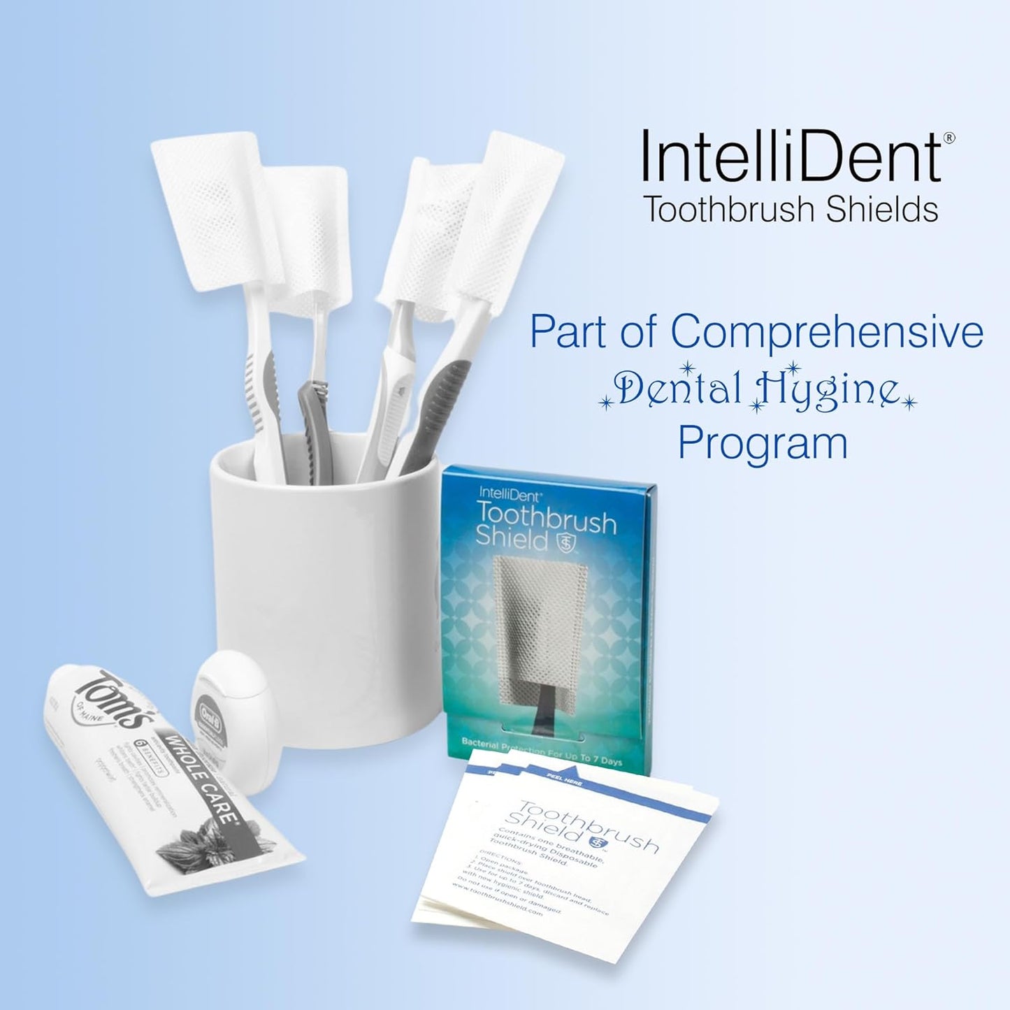 Intellident Toothbrush Shields - Pack of 3 Toothbrush Head Cover Caps - Breathable, Quick-Drying & Disposable - Perfect for Travel, Home & Office Use