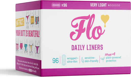 Flo Bamboo Daily Panty Liners Wrapped + Ultra Thin (96 Liners)