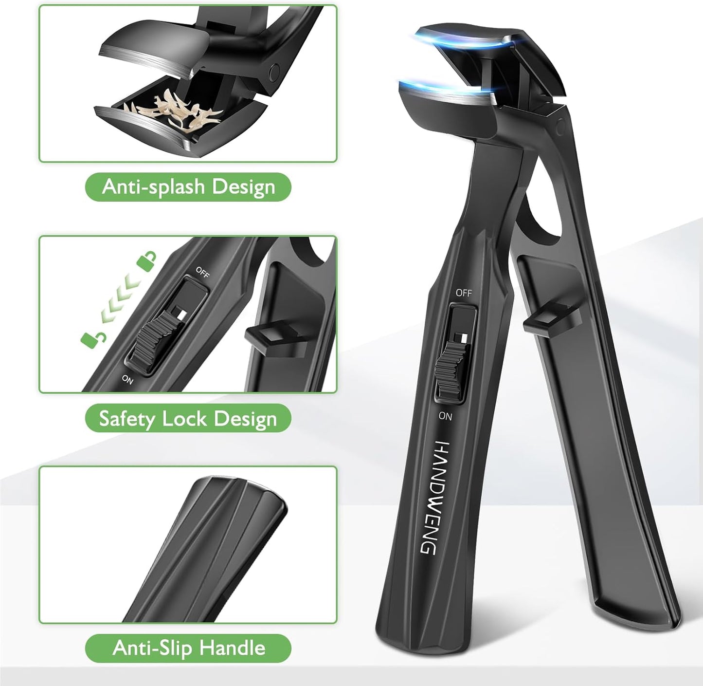 Toenail Clippers for Seniors Thick Toenails, Angled Head Large Toe Nail Clippers for Thick Nails for Men, Heavy Duty Ingrown Toenail Clippers with Wide Jaw, 360° Rotating Nail Clipper with Long Hande