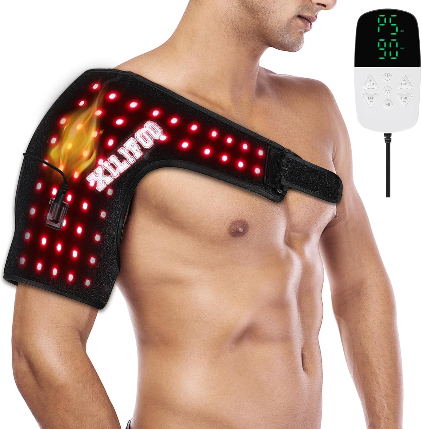 2025 Red Light Therapy for Shoulder Wrap Infrared Heating Pad for Muscle Relaxation and Everyday Comfort with 86LEDs and Magic Stretch Tape