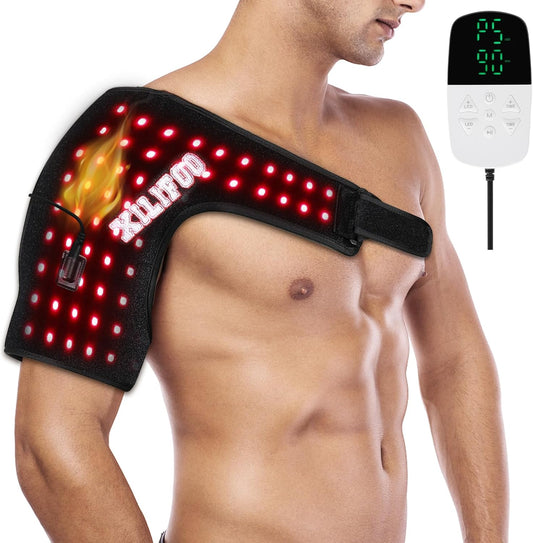 2025 Red Light Therapy for Shoulder Wrap Infrared Heating Pad for Muscle Relaxation and Everyday Comfort with 86LEDs and Magic Stretch Tape