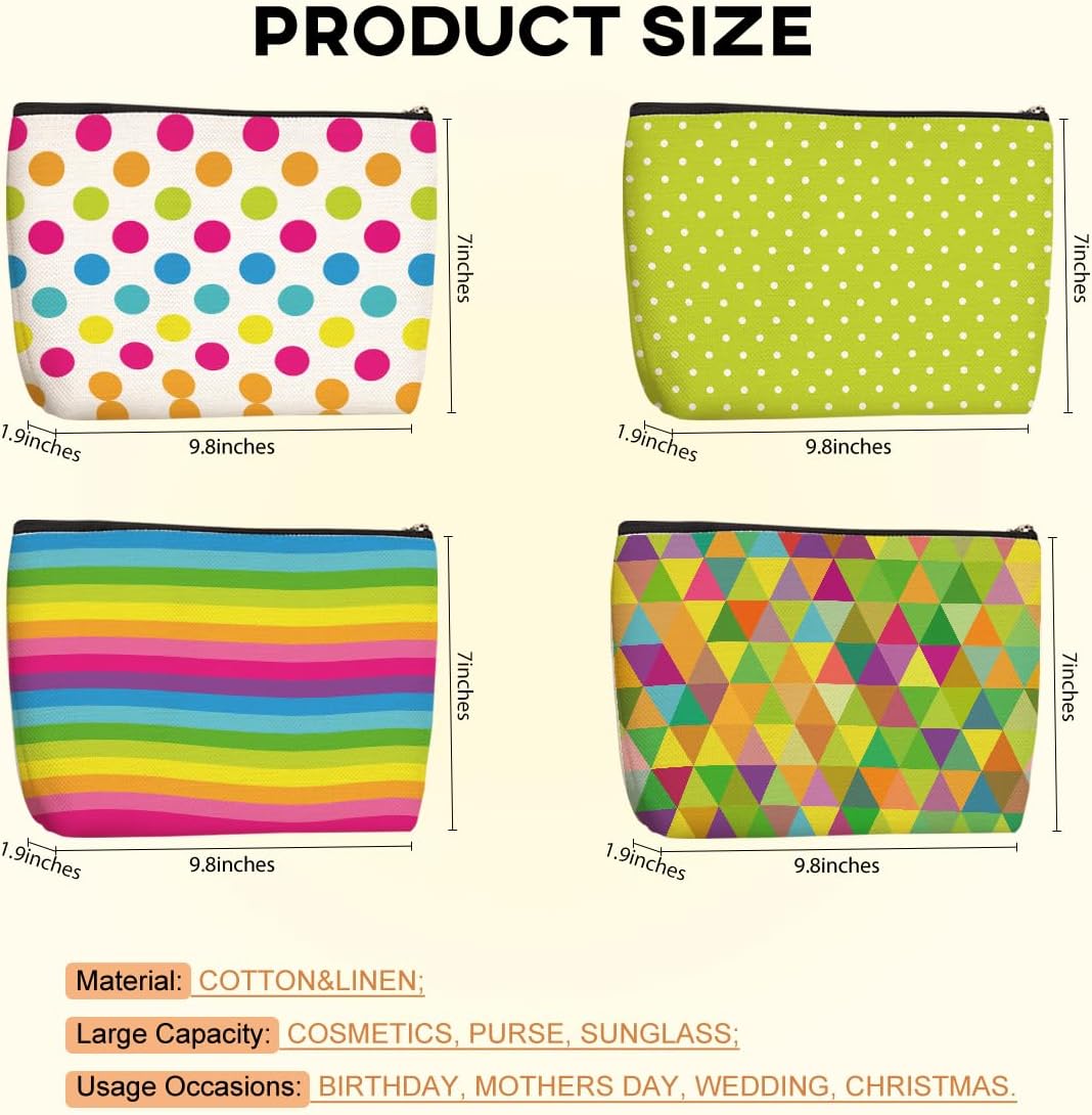 Cosmetic Bags for Women, Makeup Bag, Travel Bag for Toiletries Set, Makeup Bags Waterproof Cute Mothers Day Birthday Friendship Gifts for Girls Bestie Mom, Colorful Polka Dot Rainbow Neon Colors
