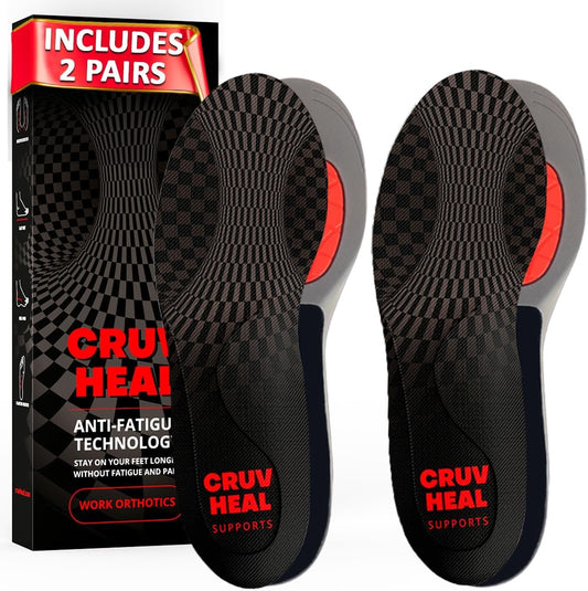 2 Packs of (New) Work Orthotic Insoles - Anti Fatigue Medium Arch Support Shoe Insert Men Women - Plantar Fasciitis Flat Feet - Relieve Foot Pain - Work Boot Insoles Standing All Day (Gray, XL)