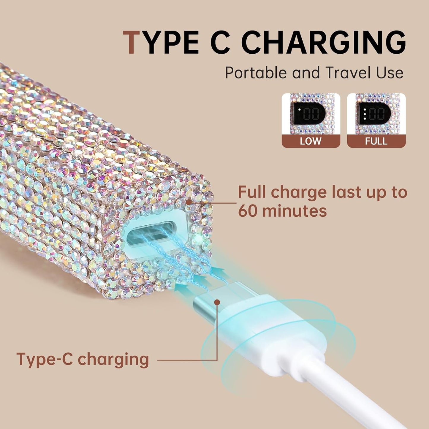 Handheld UV Light for Gel Nails,Mini LED Cordless Nail Lamp for Gel Nail Polish,Portable Flash Cure Lamp,Rechargeable USB Nail Dryer with LCD Display Fast Curing Home DIY