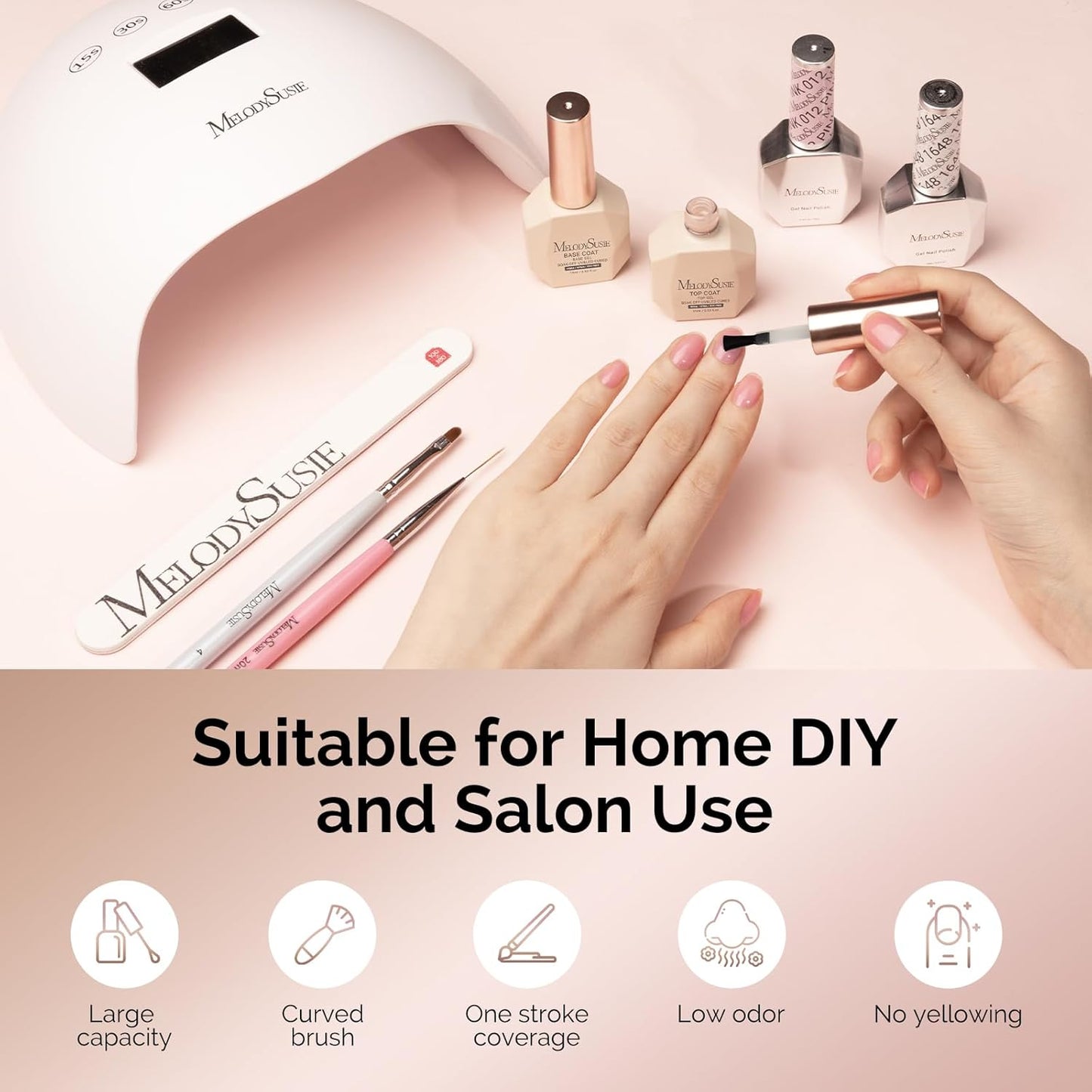 MelodySusie Hema Free Gel Top Coat,Hema Free,Hpma Free,Tpo Free,No Wipe,Soak off UV LED Drying,Long Lasting Gloss Shiny 15ML